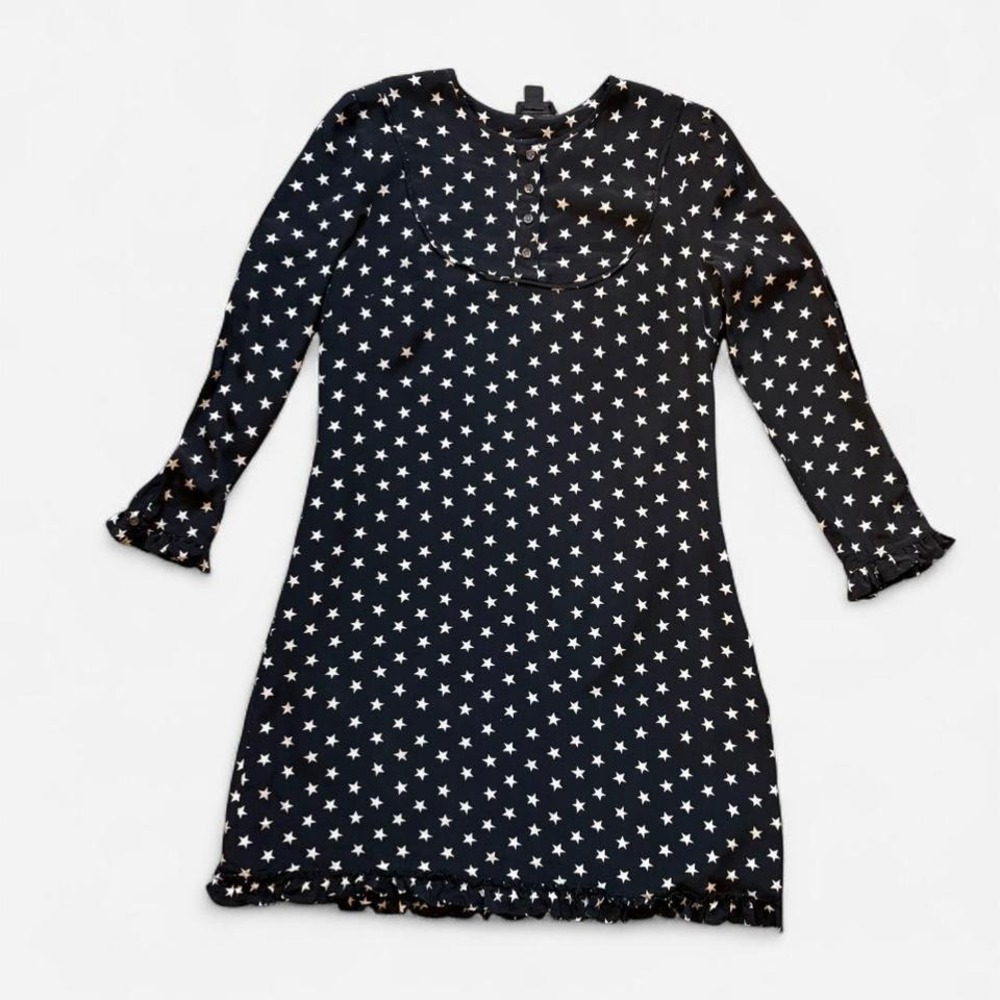 J.Crew stars long sleeve dress shirt black white ruffle bib yoke preppy XS S 2